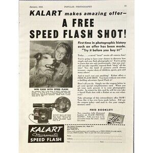 Kalart Co. Micromatic Speed Flash 'Try it before you Buy It" Vtg Print Ad 1941